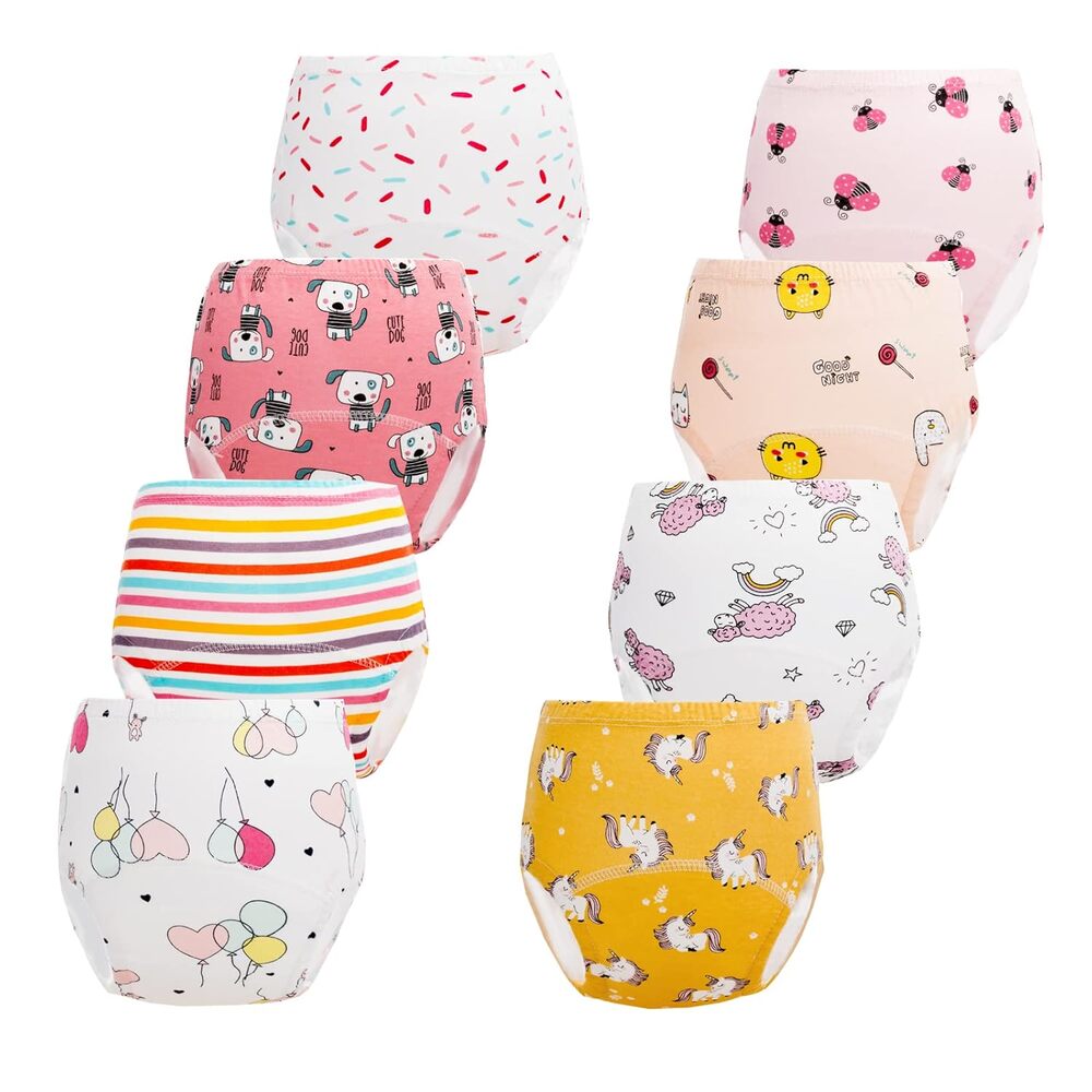 8 Pack Potty Training Pants for Girls- 3-4T, M
